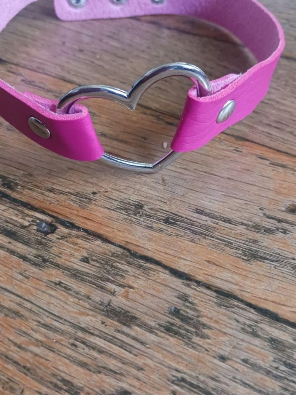 Hot Pink Heart Ring Choker Necklace Barbiecore Sissy Collar